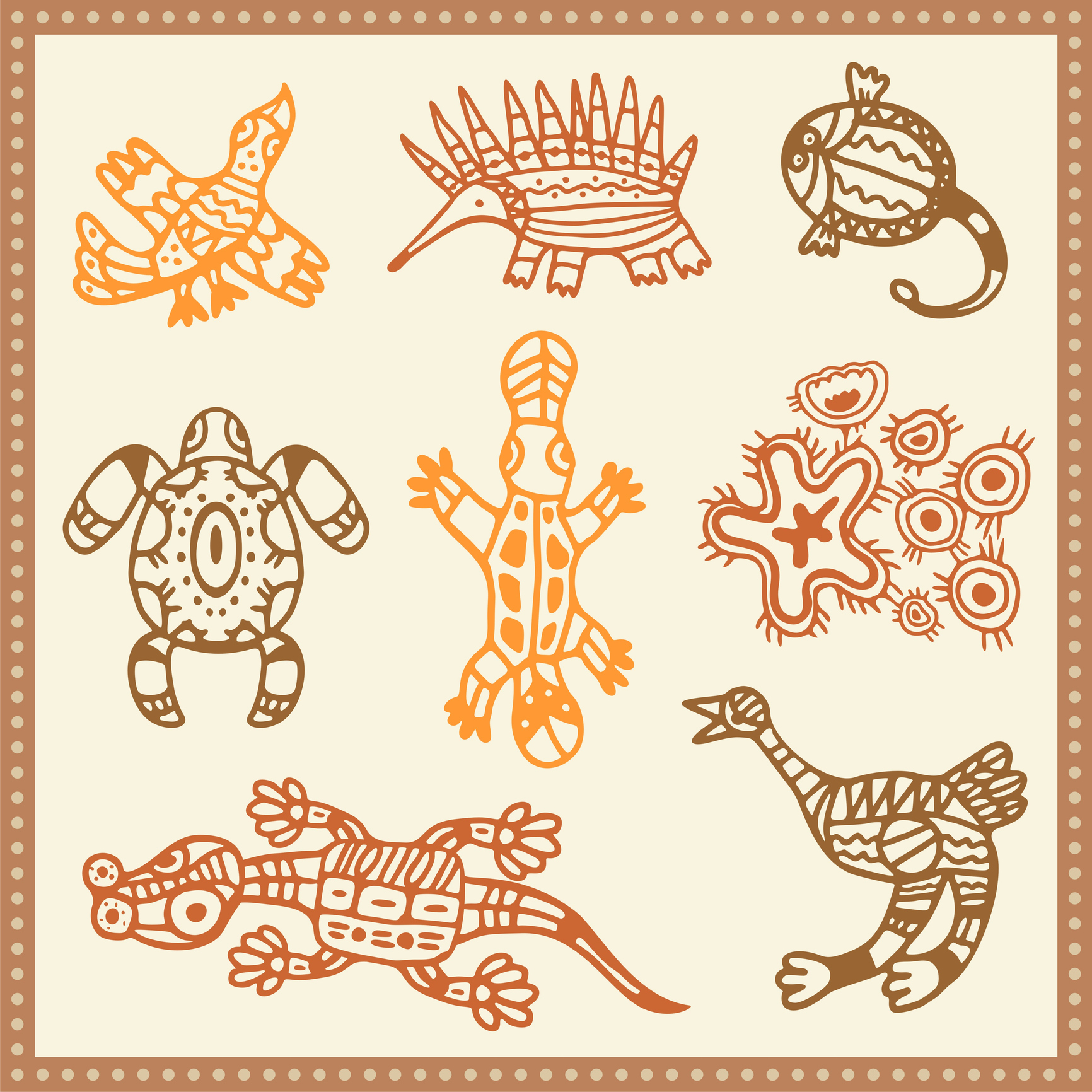 Vector Tribal Animals Set in Australian Aboriginal Style – The ...